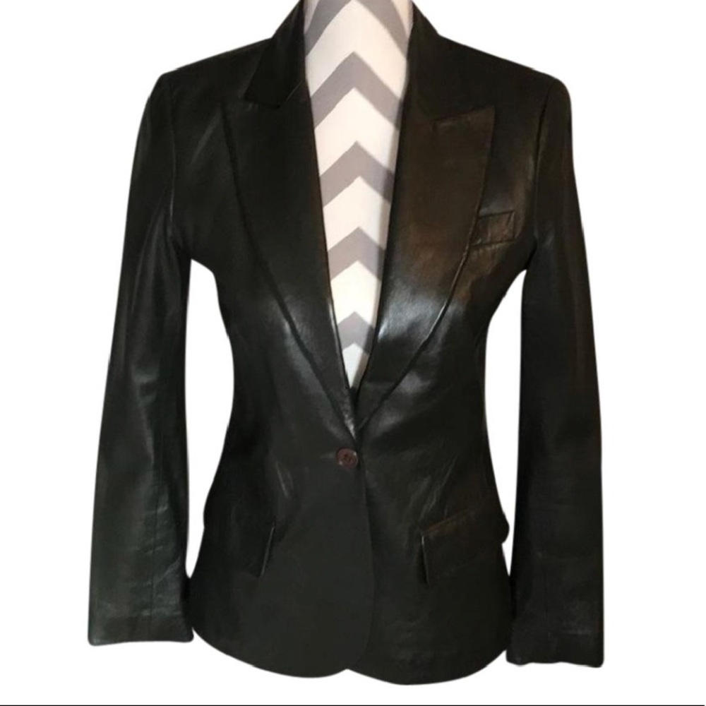 ‼️SOLD‼️ Theory Leather Blazer - Picture 2 of 7